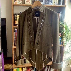 Wool military style jacket. Tuxedo tailcoat.